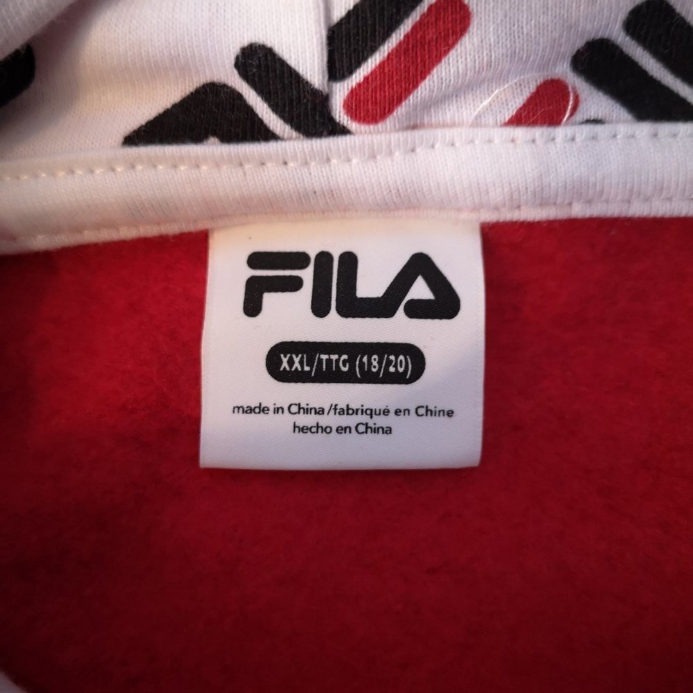 Fila Ladies Fleece Lined Red & White Hoodie - Picture 3 of 10